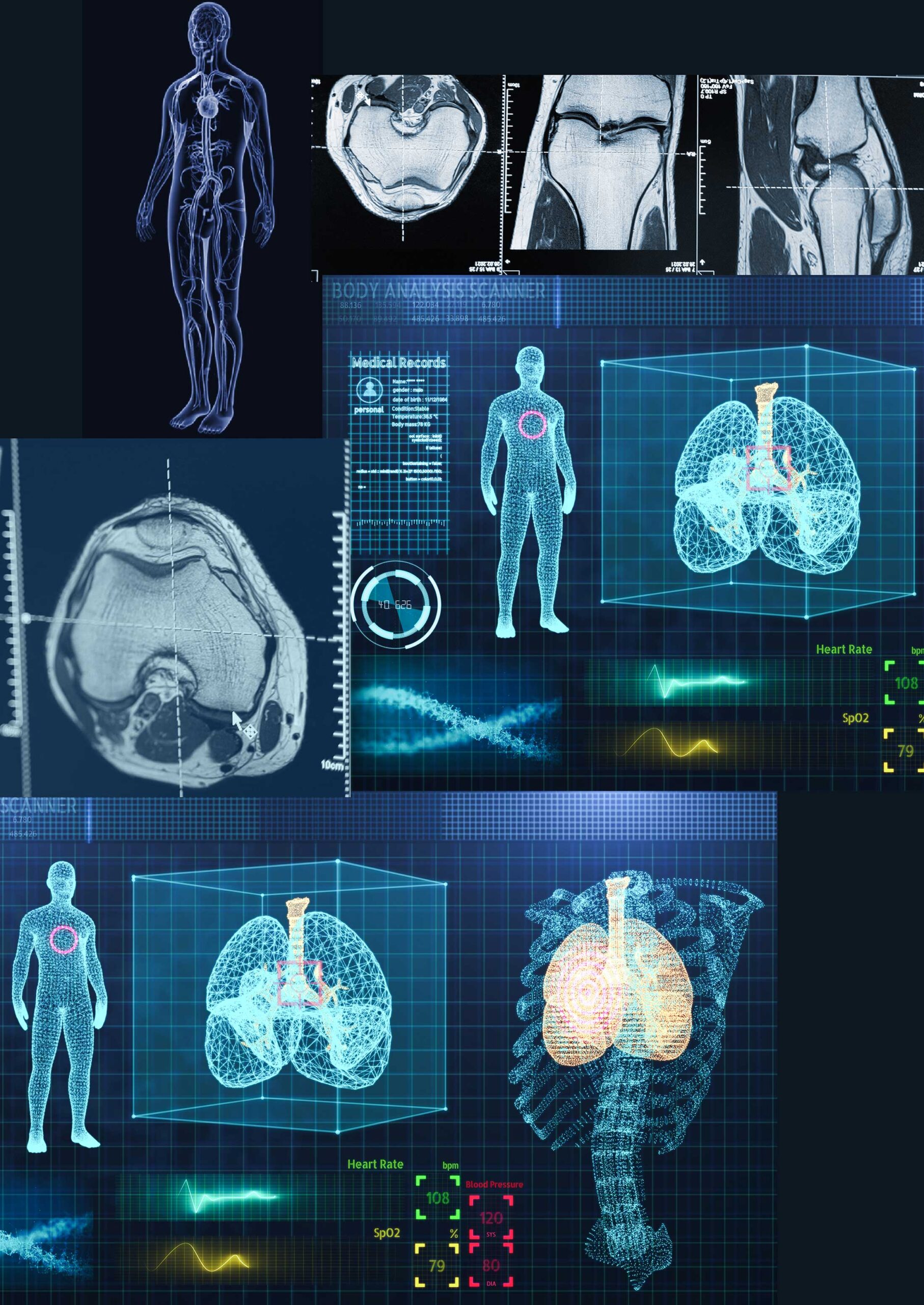 X-ray images of various body parts and organs